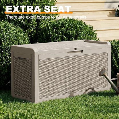 70 Gallon Waterproof Outdoor Storage Box,Deck Boxs for Outdoor and Indoor Use,Deck Storage Box for Picnic Supplies,Gardening Tools,Lockable and Easy to Install(Grey)