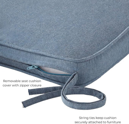 Indoor/Outdoor Chair Pads in Sunbrella Fabric – 17''x17'' Patio Seat Cushions with Foam Insert, Removable Reversible Cover & Ties for Patio Dining Chairs – Set of 2 or 4, Spectrum Denim