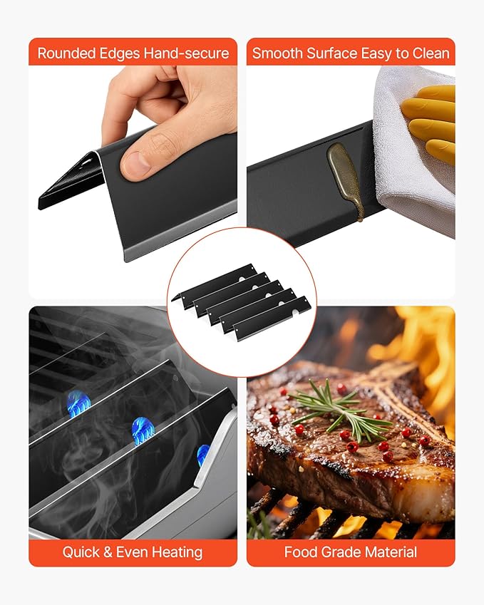 VEVOR Flavorizer Bars and Heat Deflectors, 17 in Grill Replacement Part, for Weber Genesis ll 310 315 335 340, E/S 325s, ES/SX 325s, E/S 335, EX/SX/EPX-335 Grills, Porcelain-enameled Steel, 8 Pack