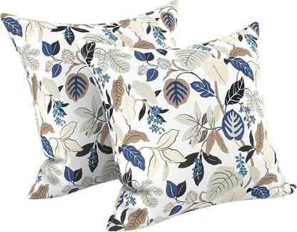 LVTXIII Outdoor Pillow Covers 20x20 Inch, 2 Pack Large Square Throw Pillow Cases, Fade-Resistant Cushion Covers for Patio Furniture Sofa, Garden Porch, Breeze Leaves Beige