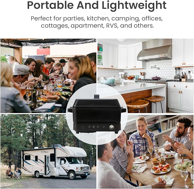 Portable Induction Cooktop, 1500W Induction Cooktop with 6 Temperature 8 Power Settings, 99 Minutes Timer, Including 8L Cast Iron Cooking Pot and Cast Iron Pan