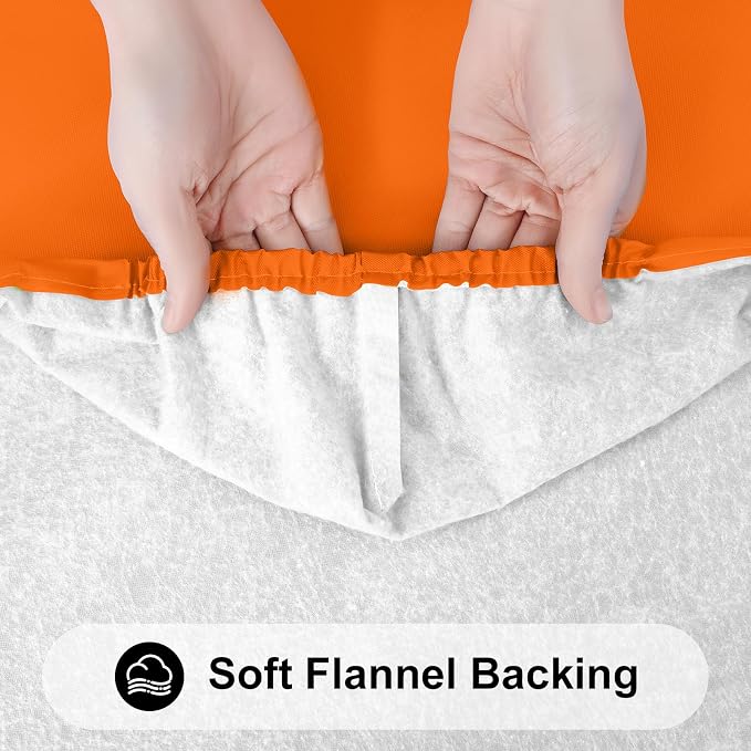 Smiry 2 Pack Rectangle Tablecloth, Elastic Fitted Flannel Backed Vinyl Tablecloths for 6ft Folding Tables, Waterproof Wipeable Table Covers for Indoor, Outdoor, Picnic and Camping (Orange, 30"x72")