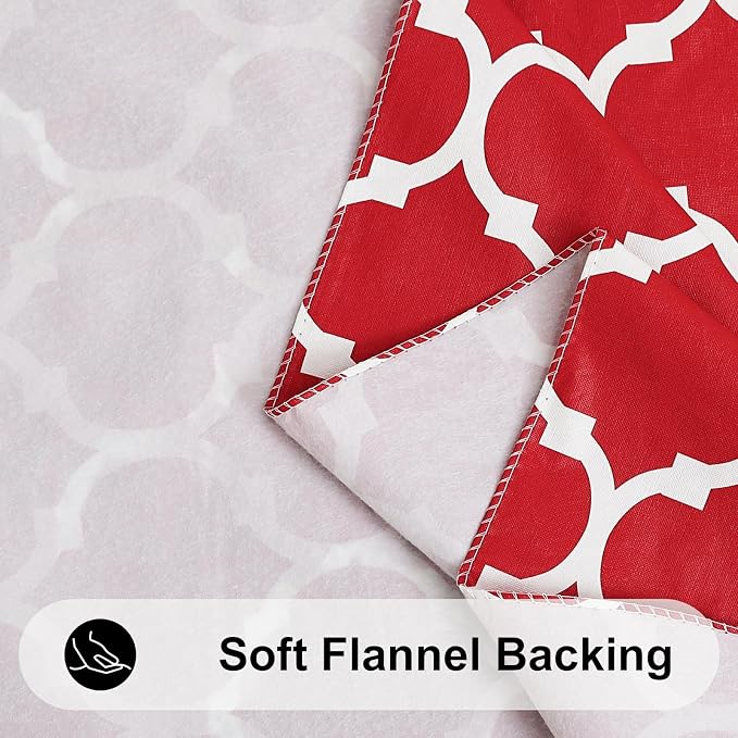 Smiry Rectangle Table Cloth, Waterproof Vinyl Tablecloth with Flannel Backing for Rectangle Tables, Wipeable Spillproof Plastic Tablecloths for Dining, Camping, Indoor and Outdoor (54"x108", Red)