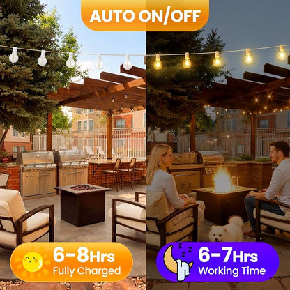 Mlambert 25FT Solar Powered String Lights Outdoor, Waterproof Solar Patio Light String with 10+1 Shatterproof LED G40 Bulbs for Backyard Garden-White