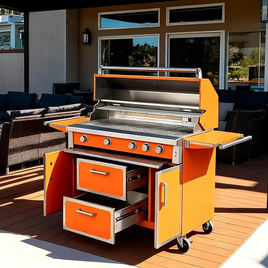 49" Stainless Steel Propane Gas Grill, 4 Burners & Infrared Burner, Orange | 304 Stainless Steel Grill 99,000 BTU Garden & Outdoor Cooking Professional-grade performance Easy ignition Warming rack