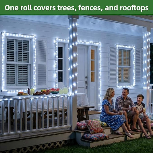 QUHUATU 750 LED 240FT Christmas String Lights, 12 Modes, Cool White | Waterproof Plug-in LED String Lights with Timer, Memory & Dimming for Trees Fences Patios House Wedding Holiday Christmas