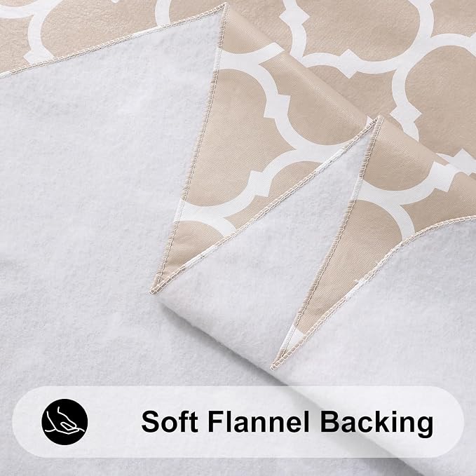 Smiry Rectangle Table Cloth, Wipeable Spillproof Plastic Tablecloths with Flannel Backing for Rectangle Tables, Waterproof Vinyl Tablecloth for Dining, Camping, Indoor and Outdoor (54"x78", Khaki)