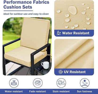 IPYNBAP Outdoor Cushions, Outdoor Chair Cushions 24x24x4 Inch, Cushions for Outdoor Furniture with Removable Cover, Waterproof & Fade Resistant Outdoor Seat Cushions for Patio, Lawn, Beige