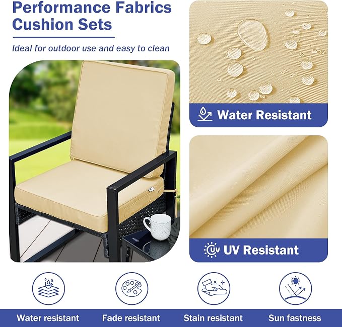 IPYNBAP Outdoor Cushions, Outdoor Chair Cushions 22x22x3 Inch, Cushions for Outdoor Furniture with Removable Cover, Waterproof & Fade Resistant Outdoor Seat Cushions for Patio, Lawn, Beige