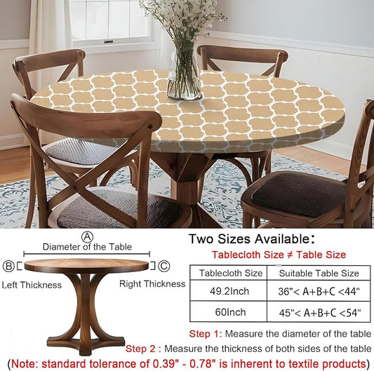 opstellen Fitted Round Tablecloth Weather Proof Table Cloth Heavy Duty Polyester Indoor Outdoor Circle Cover for 36-44" Tables Outside Parties Gear Gifts Spring Summer Fall Picnic Garden Necessities