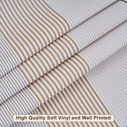 LIBERECOO Round Vinyl Fitted Tablecloth with Flannel Backing Elastic Edge Table Cover Waterproof Stain-Resistant Wipeable Tablecloths Fits 45-56 Inch Round Tables