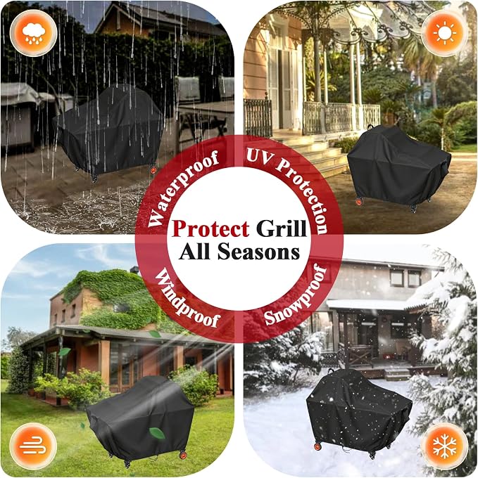 Grill Cart Cover 46x30x33in 600D Waterproof Black