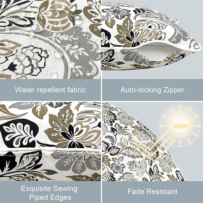 LVTXIII Outdoor Pillow Covers Set of 2, Patio Waterproof Throw Pillow Cases Fade Resistant Accent Pillow Covers for Spring Summer Garden Decoration, 16x16 Inch, Dailey Tan