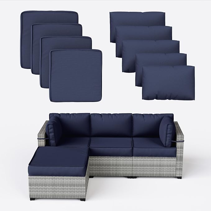 9 Pcs Outdoor Patio Cushions Covers Replacement Sets, Covers Only | 9 Pcs Patio Cushions Covers Replacement UV Resistant, Water Anti-Slip, Heavy-Duty Zippers for 5 Pcs Patio Furniture Set