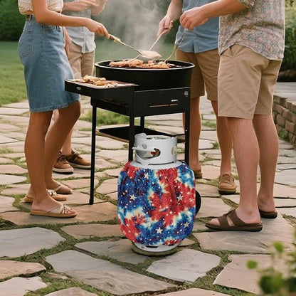 Dual Propane Tank Cover Fits Standard 20 lb Tank Cylinde Travel Trailer Propane Covers with Elastic Slip in Gas Cover Water & Wear-Resistant for Outdoor and Indoor Use