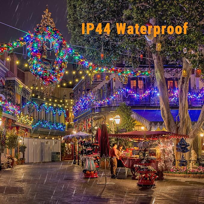 Brizled Colored Outdoor Christmas Lights, 78.74ft 240 LED Xmas Tree Lights | Connectable; 8 Modes; Waterproof; Timer; Indoor Twinkle Plug in Mini String Light for Xmas Tree Fireplace Party Garden Decor
