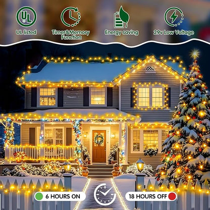 Christmas Lights Outdoor, 403FT 1000 LED String Lights 8 Modes and Timer Memory Function Twinkle Fairy Lights IP44 Waterproof Plug in for Xmas Tree Wedding Party Holiday Decor(Warm White)