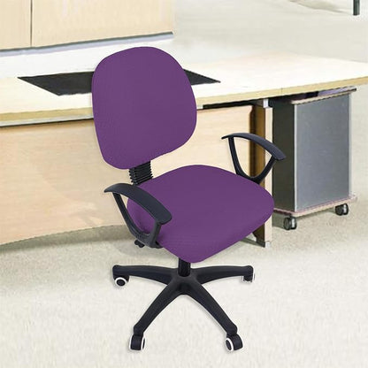 Smiry Office Computer Chair Covers for Desk Rotating Chair Protector | Stretch Jacquard Removable Washable Universal Slipcovers, Seat + Backrest Cover, Purple