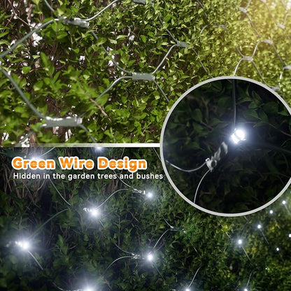 LitHome 21FT x 5FT Christmas Net Lights Outdoor Mesh Lights Connectable | 8 Modes 360 LED Cool White Net Light Green Wire, Waterproof Giant Christmas Mesh Light for Bushes Garden Yard Party Decor