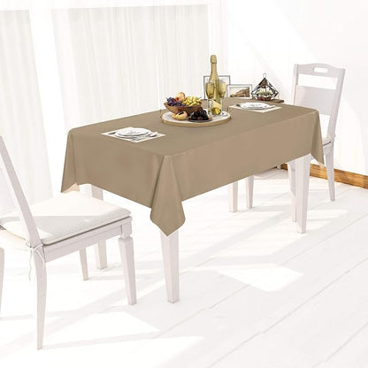 sancua Waterproof Rectangle Vinyl Tablecloth Table Cloth 54x78 Inch, Khaki | 100% Oil Spill Proof, PVC Material, Wipe Clean Table Cover for Dining Tables, Buffet Parties and Camping
