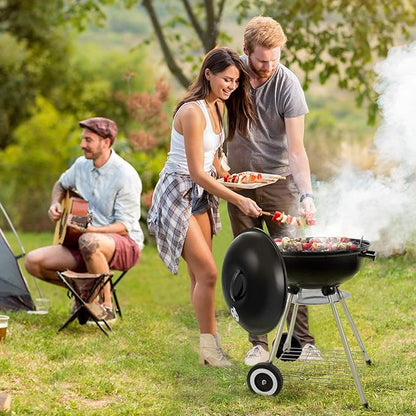 Premium Charcoal Grill，18 Inch Charcoal Carbon Enamel Barbecue BBQ Stove with Heat Control for Patio, Picnic, Tailgate