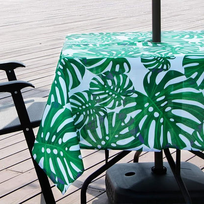 EHouseHome Outdoor Indoor 60inch SquareTablecloth with Umbrella Hole and Zipper, Waterproof Zippered Patio Table Cloths, Spring/Summer Table Covers for Backyard Circular Table/BBQs/Picnic