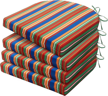 HARBOREST Outdoor Chair Cushions Set of 4, Water Resistant Patio Chair Cushions with Ties, Outdoor Seat Cushions for Patio Furniture, 17"x16"x2", Rainbow Stripes