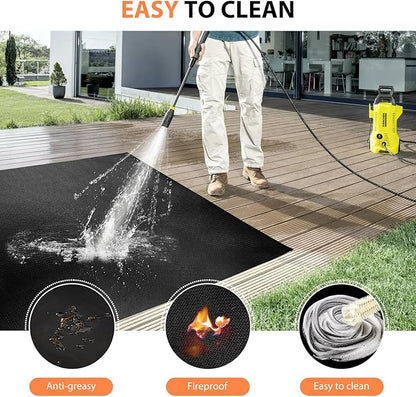 65 x 48 inch Under Grill Mats for Outdoor Grill - Fireproof Grill Mats for Outdoor Grill Deck and Grass Protector - Water Resistant & Oil Proof- Easy to Clean Fire Pit Mat, Fireplace Mat