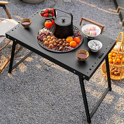 Portable Charcoal Grill, Patio Barbecue BBQ Grill, Black Folding Carbon Steel Barbecue Grill for Outdoor Cooking, Patio, Party, Picnic, Travel, Camping, Home Use (25.5x14.5x18.5 Inch)