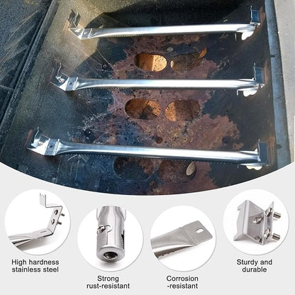 Grill Parts Kit for Char Griller 5050 5650 3001 5072 3072 3008 5252 3030 300 Replacement Parts, Flame Shields, Burner Pipes, Burner Tube/Flare Up Shield Support Kit