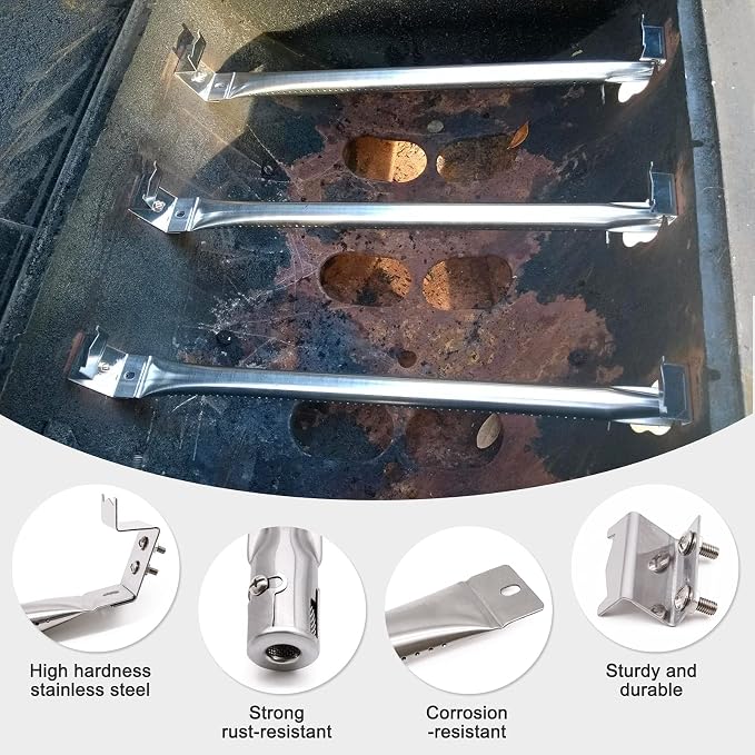 Grill Parts Kit Compatible with Chargriller 5050 3001 5650 3072 5072 3030 3008 5252 3000 4000 4208 Grill Replacement Parts, Flame Shields, Burner Pipes, Burner Tube/Flare Up Shield Support Kit