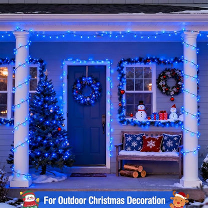 JMEXSUSS 400 LED Blue Christmas Lights Outdoor | 132ft Christmas Tree Lights with Remote, Indoor Blue String Lights Plug in for House Christmas Bush Decorations