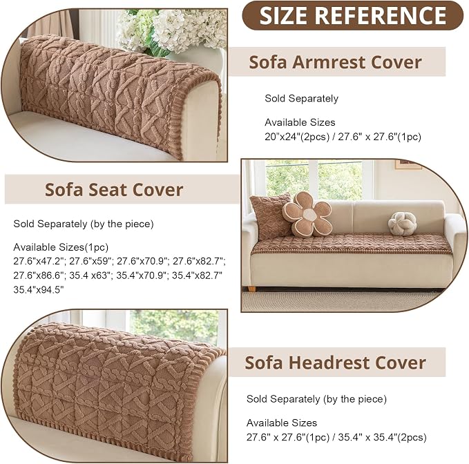 OstepDecor Couch Cover for Dogs, Washable Non Slip Sofa Cover for Pets | Soft Couch Covers for Sofa, Loveseat and Sectional, Furniture Protector Against Pet Hair & Dirt (27.6" x 82.7", Coffee)