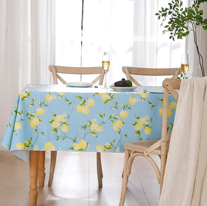 Walrus Heavy Duty Vinyl Tablecloth with Flannel Backing Waterproof Oil-Proof Plastic Table Cloth Stain-Resistant Wipeable Rectangle or Square Table Cover for Indoor and Outdoor (Lemon, 54x54 Inch)