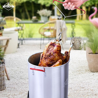 Hike Crew Outdoor Turkey Fryer Kit - Complete Kit for Steaming, Boiling & Frying with 30Qt Boiler Pot, 10Qt Fryer Pot, Fry Baskets, Stand, 2 Thermometers, Injector, Gloves, Storage Cover & More