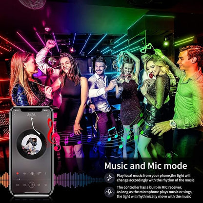 65.6ft/20M Led Strip Lights, Long Smart Music Sync 5050 RGB Color Changing Light Strip Bluetooth APP/IR Remote/Switch Box Control Rope Lights LED Lights for Bedroom,Party,Home Decoration,Festival