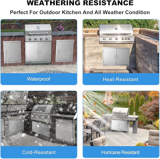 Outdoor Kitchen Door 31" W x 24" H-304 Stainless Steel Never Rust Cabinet Door-Double Layer-BBQ Access Doors-Weatherproof GrillDoor-Flush Mount BBQ Island Doors-MetalDoor for Outdoor Indoor Kitchen