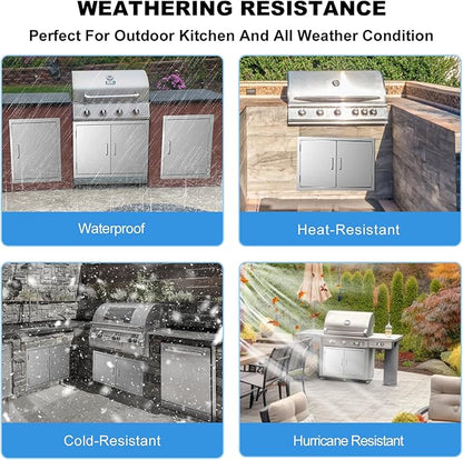 Outdoor Kitchen Door 31" W x 24" H-304 Stainless Steel Never Rust Cabinet Door-Double Layer-BBQ Access Doors-Weatherproof GrillDoor-Flush Mount BBQ Island Doors-MetalDoor for Outdoor Indoor Kitchen