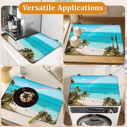 Tropical Palm Tree Stove Top Covers for Electric Stove,Summer Beach Glass Top Stove Cover, Heat Resistant Range Covers for Electric Stove,Washable Countertop Mat, 28 x 20 Inch