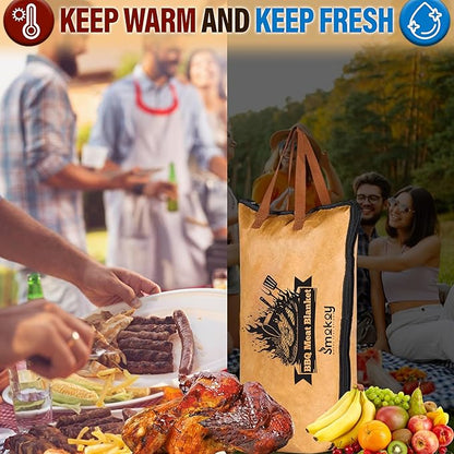 21in BBQ Blanket for Resting Meat 5 Layer Insulated Brisket Resting Bag with Wide Mouth, Keeps Meat Juicy & Hot Smoker, Air Fryer, Kitchen Accessories for Camping & Picnic for Dad