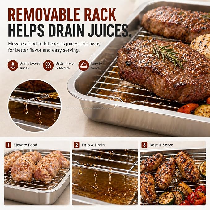Grill Prep & Serve Tray Set with Lids 5-Piece Grill Carry System | Food Prep System for Marinating, Carrying & Serving, Stainless Steel BBQ Trays for Raw & Cooked Food Separation