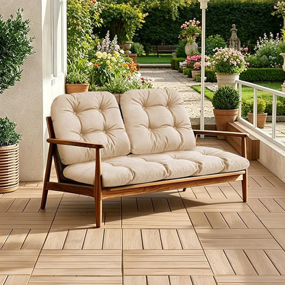 Outdoor Wicker Chair Cushions, 44×19×4 in, Waterproof, Beige | Waterproof Wicker Furniture Cushions, Fade Resistant, 3 Piece Patio Furniture Cushions Set for Bench, Loveseat, Swing, Settee