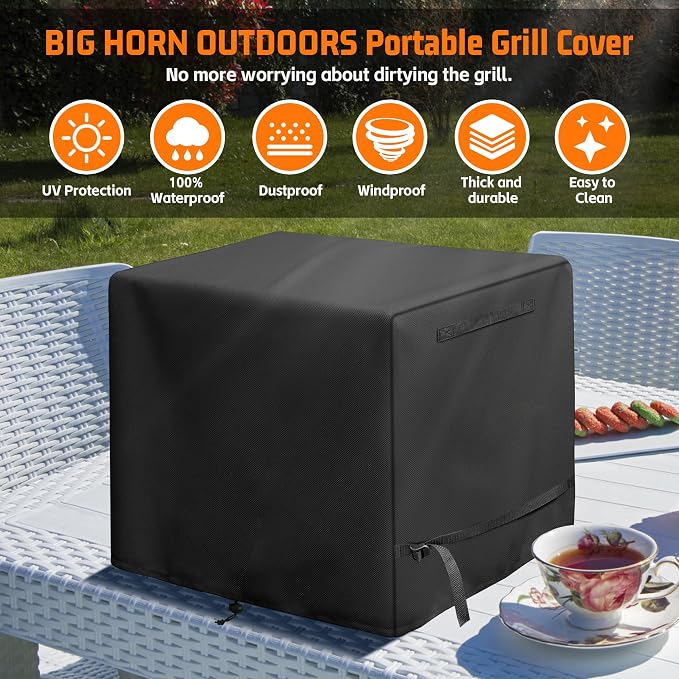 Infrared Grill Cover Black for Big H0RN Outdoor Portable Infrared Gas Grill | Heavy Duty Waterproof Protective Cover for Steak Cooker, Barbecue Propane Oven, Salamander Broiler