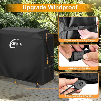 Kipiea Heavy Duty Grill Cover for Traeger Flatrock 3 Zone, 600D Oxford Fabric Wood Pellet Smoker Covers Waterproof & Windproof, Pellet BBQ Grill Cover for Outside Anti-UV, No Tear, No Fading