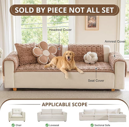 OstepDecor Couch Cover for Dogs, Washable Non Slip Sofa Cover for Pets | Soft Couch Covers for Sofa, Loveseat and Sectional, Furniture Protector Against Pet Hair & Dirt (27.6" x 70.9", Coffee)
