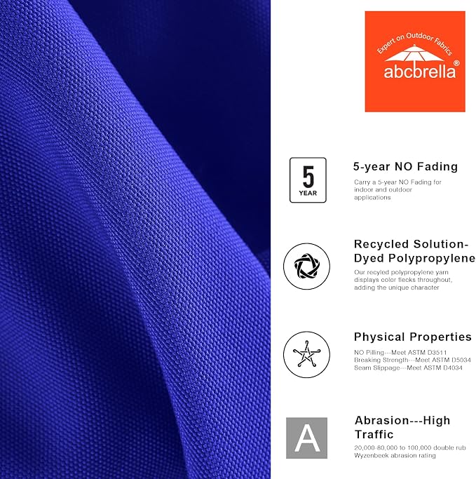 ABCCANOPY OLEFIN® 5-Year No Fading 9FT Outdoor Patio Umbrella(Deep Blue) | Fade & UV Resistant Fabric,8 Fiberglass Ribs，Wind Vent，Crank Lift & Tilt,Outdoor Table Umbrella for Deck,Backyard,Yard