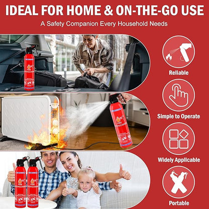 ABC Dry Chemical Fire Extinguisher 2-Pack - Wall Mountable Household Fire Extinguisher for Kitchen Home Boat Marine RV & Business - Compact Portable Non-Toxic Safety Device