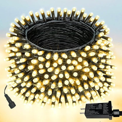 Extendable Christmas String Lights Indoor Outdoor 75.8FT 200 LED Warm White | Green Wire Ultra-bright,8 Modes, Timer and Memory Function, UL Certified Fairy Twinkle Lights Waterproof for Xmas Tree Decor