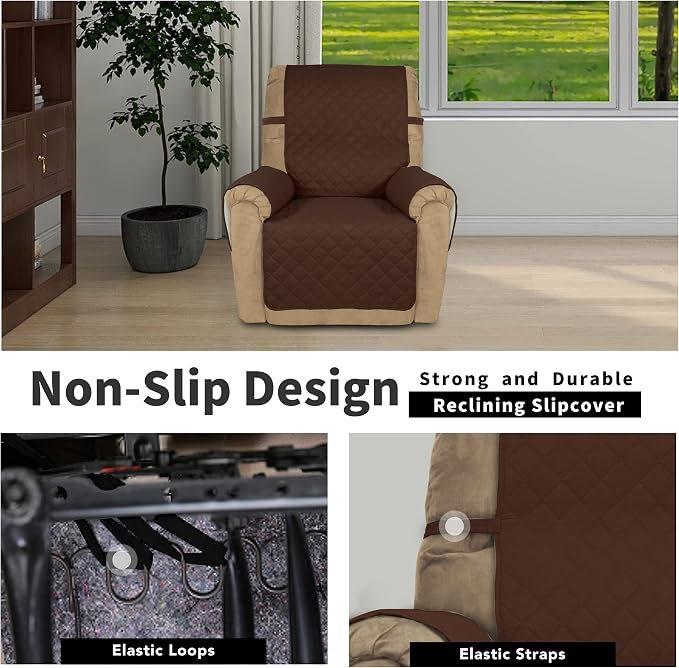 Easy-Going Reversible Couch Cover, Recliner 22 in, Coffee/Ivory | Machine Washable Slipcover For Dogs, Water Resistant Furniture Mat For Living Room, Non-Slip Sofa Cover, Pet Friendly