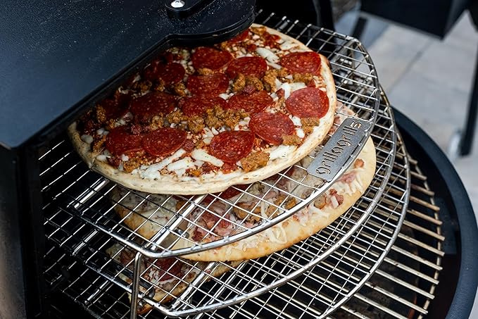 GRILLA OG Alpha Connect Pellet Grill Smoker with Round Design and Sliding Lid, Heavy-Duty Stainless Steel Construction, 488 Square Inches of Cooking Space for Smoking, Grilling (Jerky Rack)